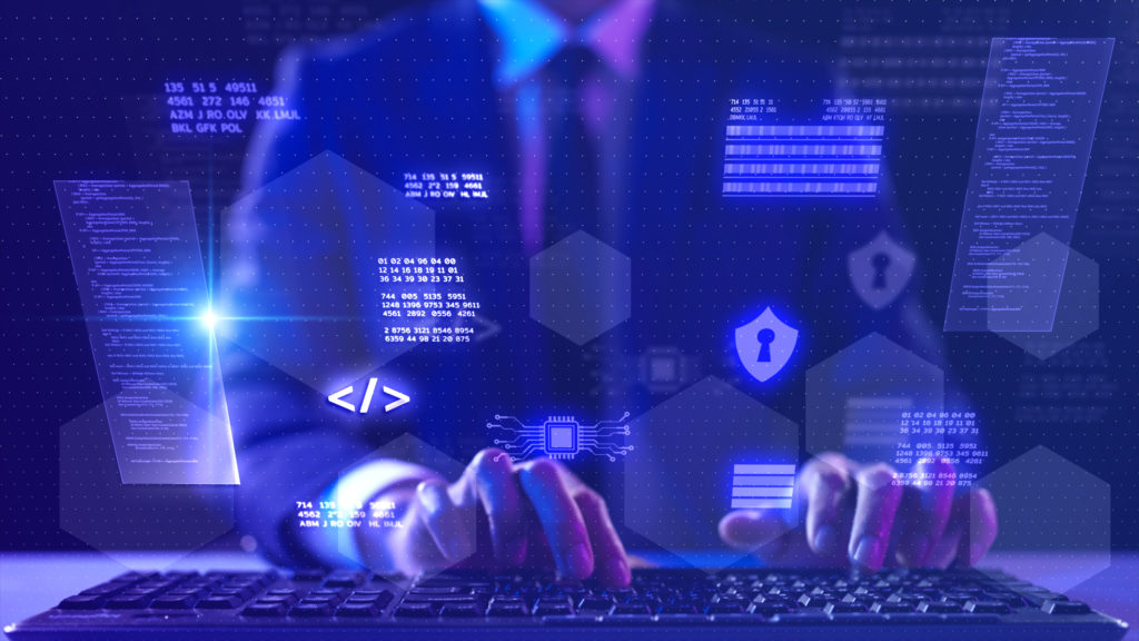 Computer science programmer coding cybersecurity program, secure